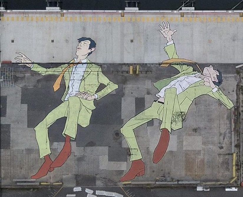 Giant murals on the ground by Australian Kitt Bennett