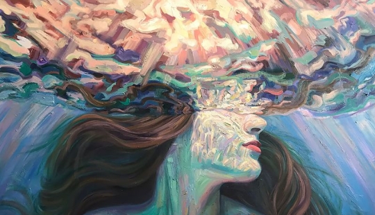 Girl in the water: summer paintings by California artist Isabelle Emrich
