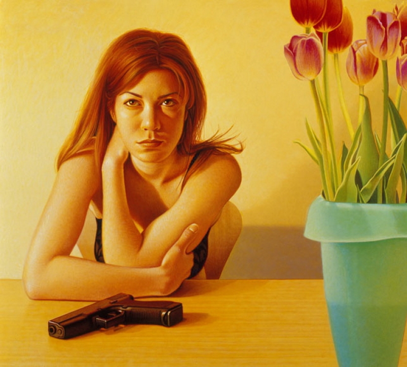 Girls, Summer, Guns: Realistic Paintings on Wood by Andrew Valko Girls, Summer, Guns: Realistic Paintings on Wood by Andrew Valko