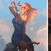 Guerreros infernales y chicas dulces por el ilustrador Igor Lomov