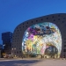 How does the digital mural at the incredible futuristic building market Rotterdam