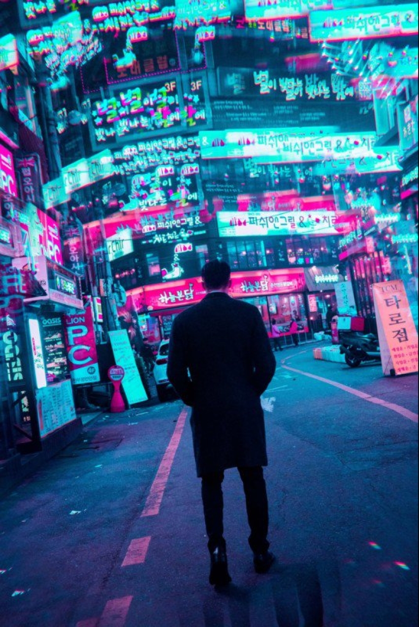 Images of Tokyo and Seoul through fractal filters