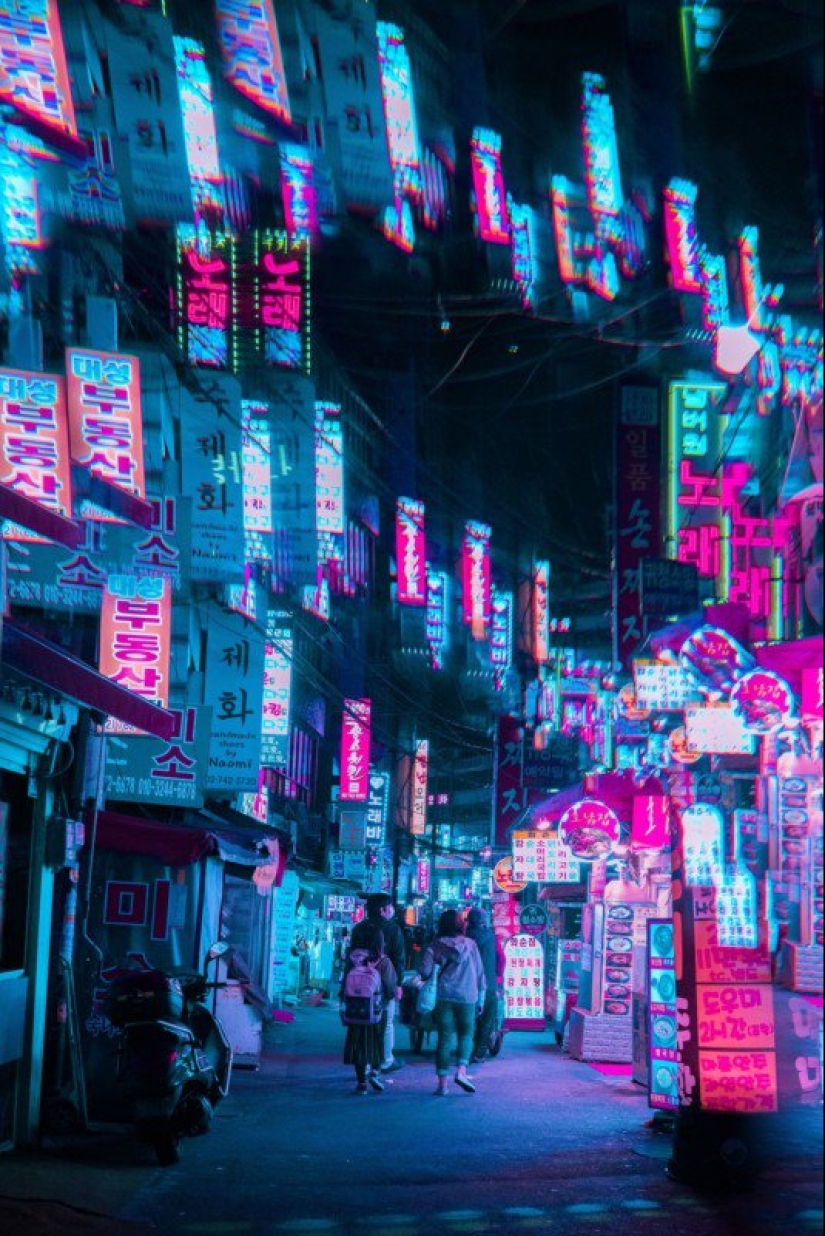 Images of Tokyo and Seoul through fractal filters