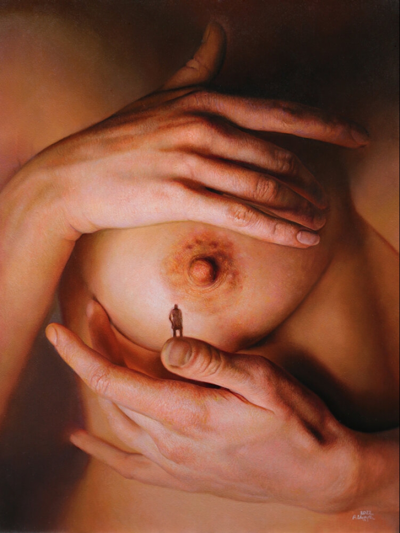 Incredible photorealism of erotic paintings by Anna Vypykh