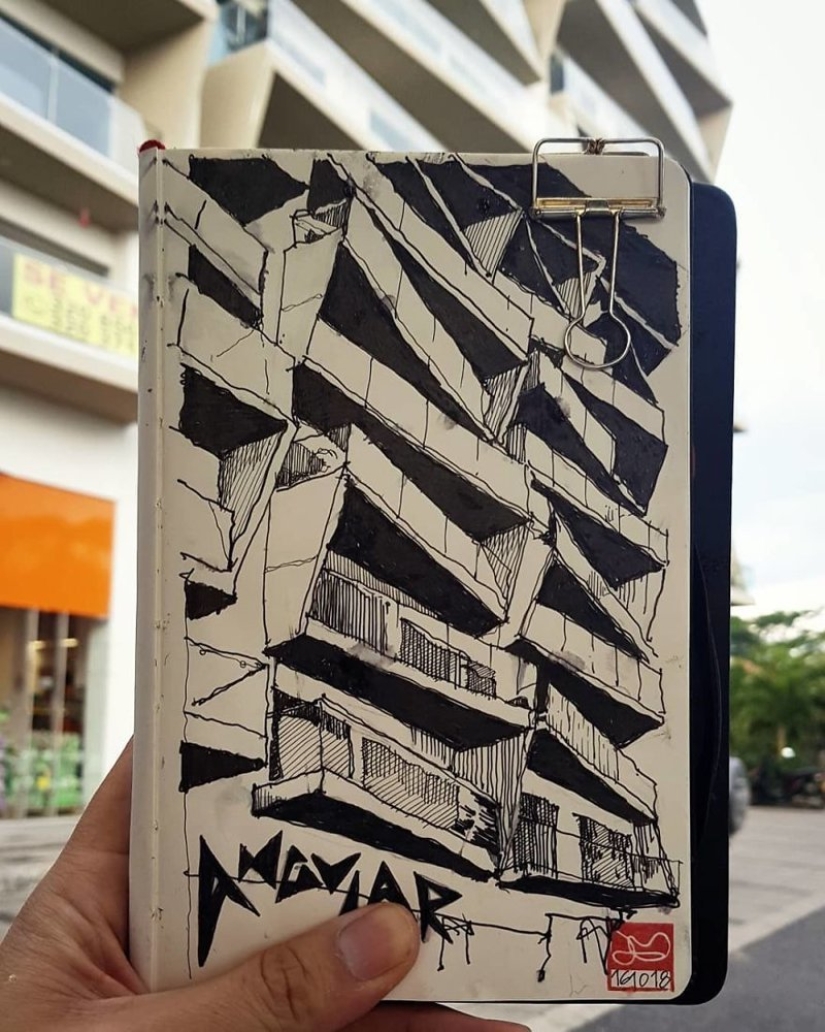 La realidad es transferida al papel: la increíble bocetos del arquitecto desde Colombia