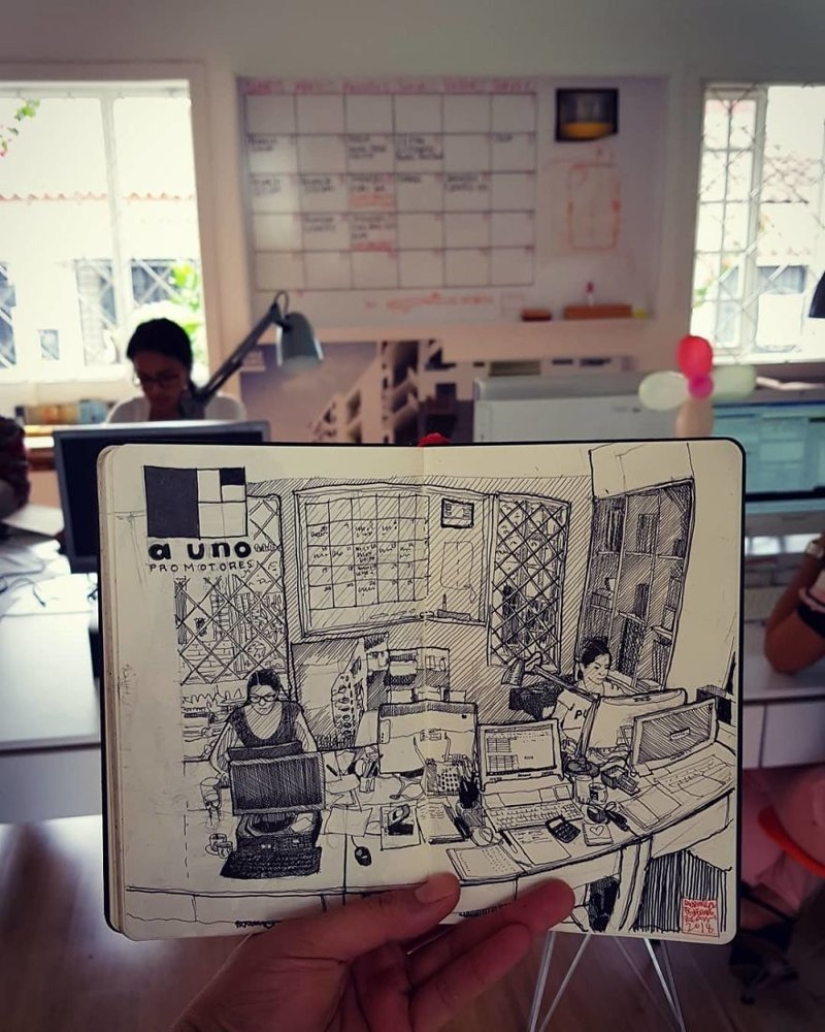 La realidad es transferida al papel: la increíble bocetos del arquitecto desde Colombia