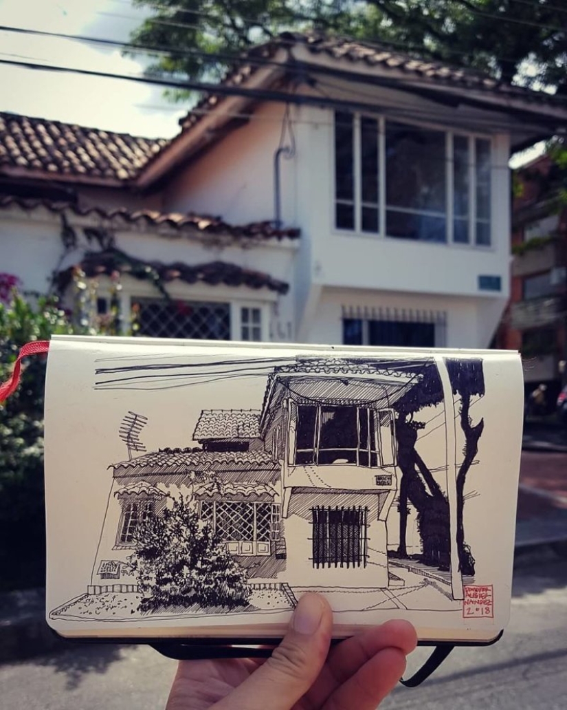 La realidad es transferida al papel: la increíble bocetos del arquitecto desde Colombia