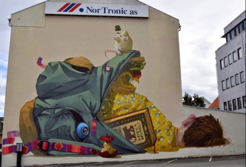 Large-scale and bright street art by Polish artist Natalia Rak