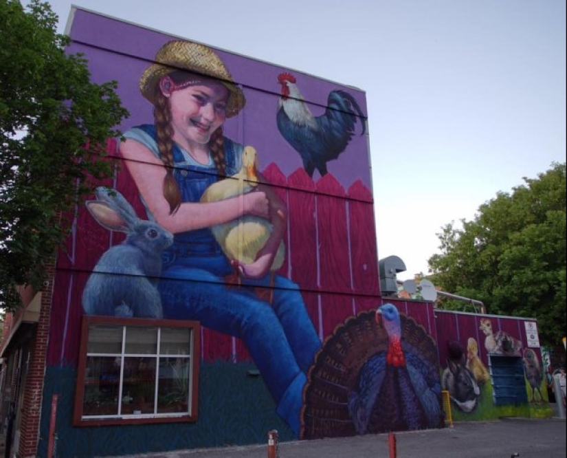 Large-scale and bright street art by Polish artist Natalia Rak