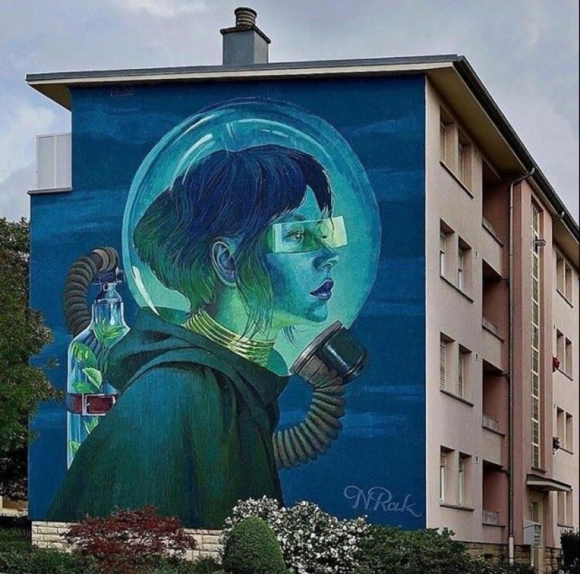 Large-scale and bright street art by Polish artist Natalia Rak