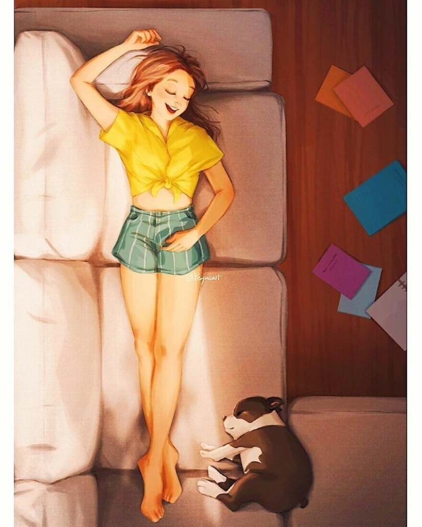 Lindos dibujos de una chica bajo el apodo de Peijin sobre cómo los animales mejoran nuestras vidas Lindos dibujos de una chica bajo el apodo de Peijin sobre cómo los animales mejoran nuestras vidas