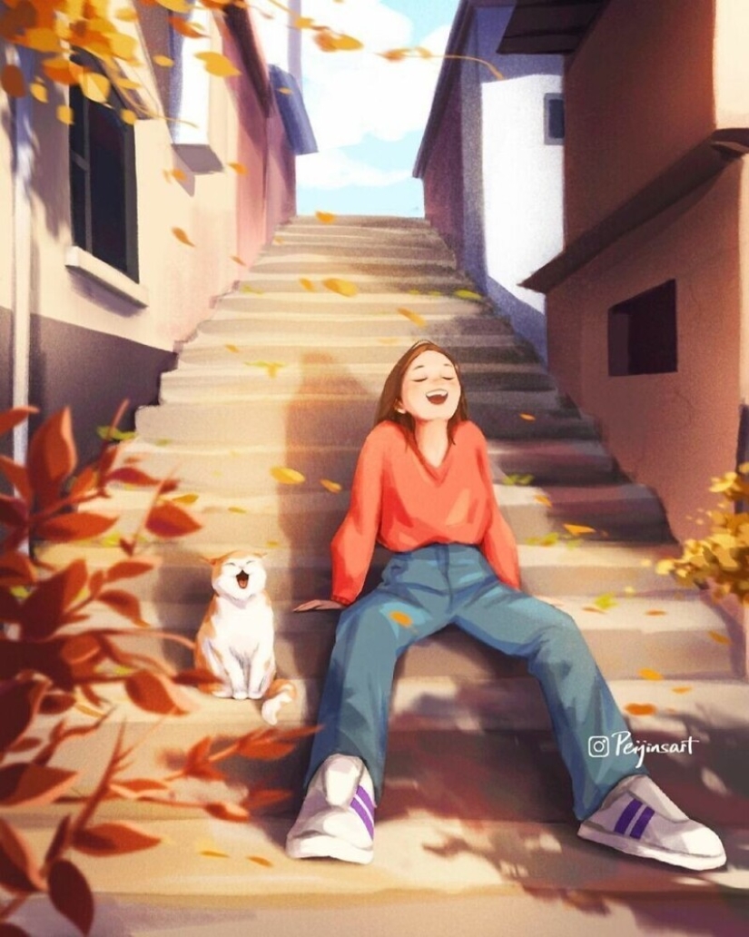 Lindos dibujos de una chica bajo el apodo de Peijin sobre cómo los animales mejoran nuestras vidas Lindos dibujos de una chica bajo el apodo de Peijin sobre cómo los animales mejoran nuestras vidas