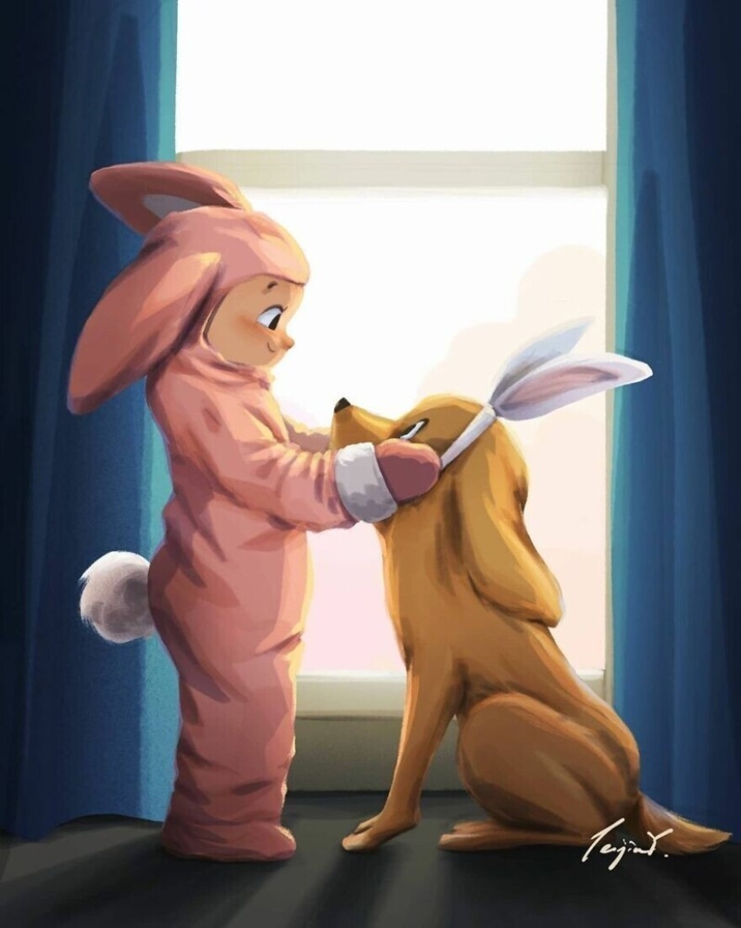 Lindos dibujos de una chica bajo el apodo de Peijin sobre cómo los animales mejoran nuestras vidas Lindos dibujos de una chica bajo el apodo de Peijin sobre cómo los animales mejoran nuestras vidas