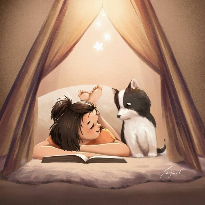 Lindos dibujos de una chica bajo el apodo de Peijin sobre cómo los animales mejoran nuestras vidas Lindos dibujos de una chica bajo el apodo de Peijin sobre cómo los animales mejoran nuestras vidas