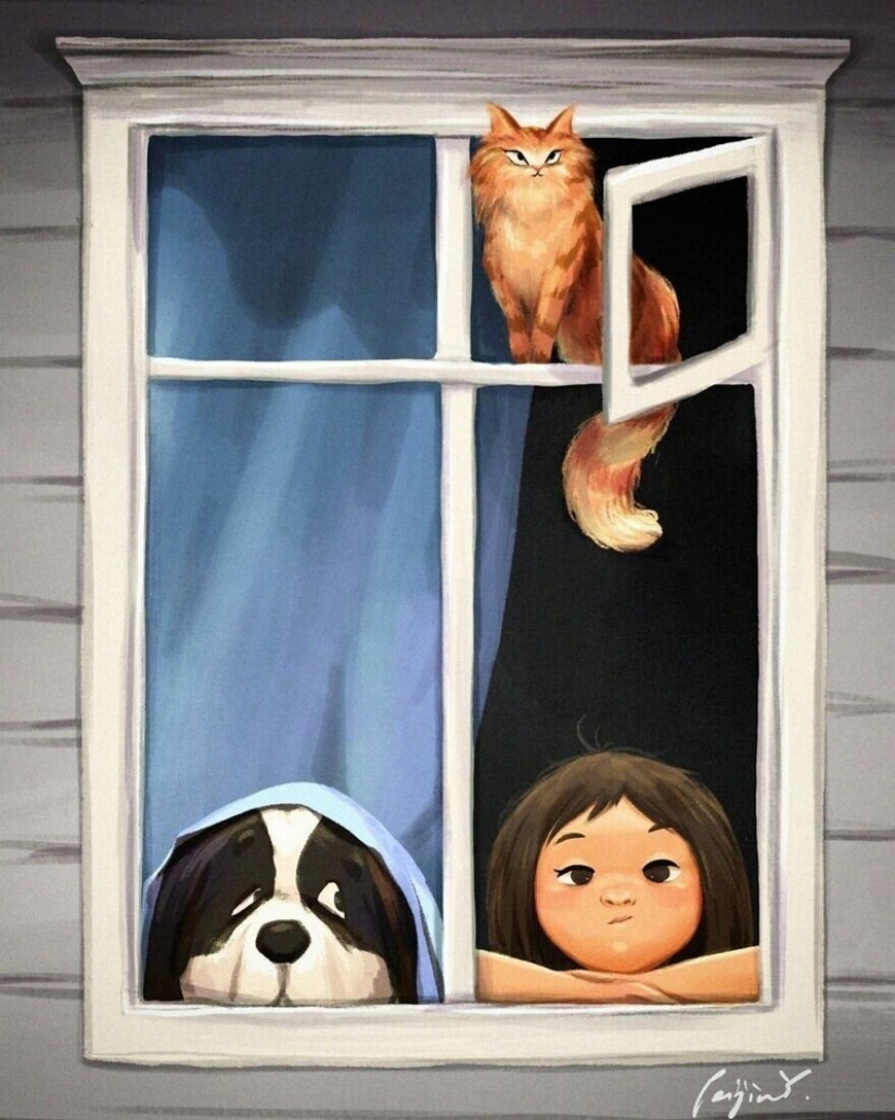 Lindos dibujos de una chica bajo el apodo de Peijin sobre cómo los animales mejoran nuestras vidas Lindos dibujos de una chica bajo el apodo de Peijin sobre cómo los animales mejoran nuestras vidas