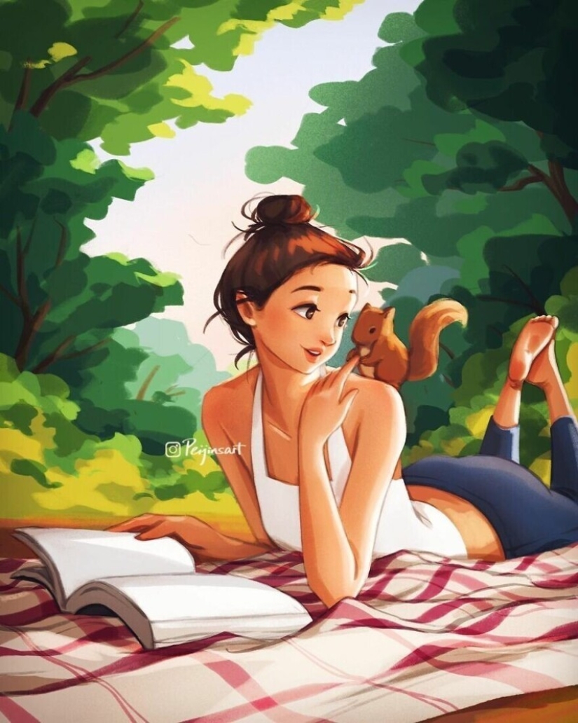 Lindos dibujos de una chica bajo el apodo de Peijin sobre cómo los animales mejoran nuestras vidas Lindos dibujos de una chica bajo el apodo de Peijin sobre cómo los animales mejoran nuestras vidas