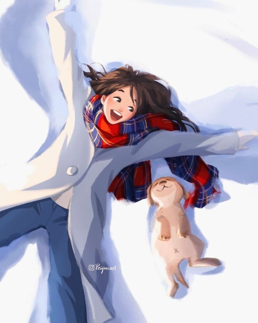 Lindos dibujos de una chica bajo el apodo de Peijin sobre cómo los animales mejoran nuestras vidas Lindos dibujos de una chica bajo el apodo de Peijin sobre cómo los animales mejoran nuestras vidas