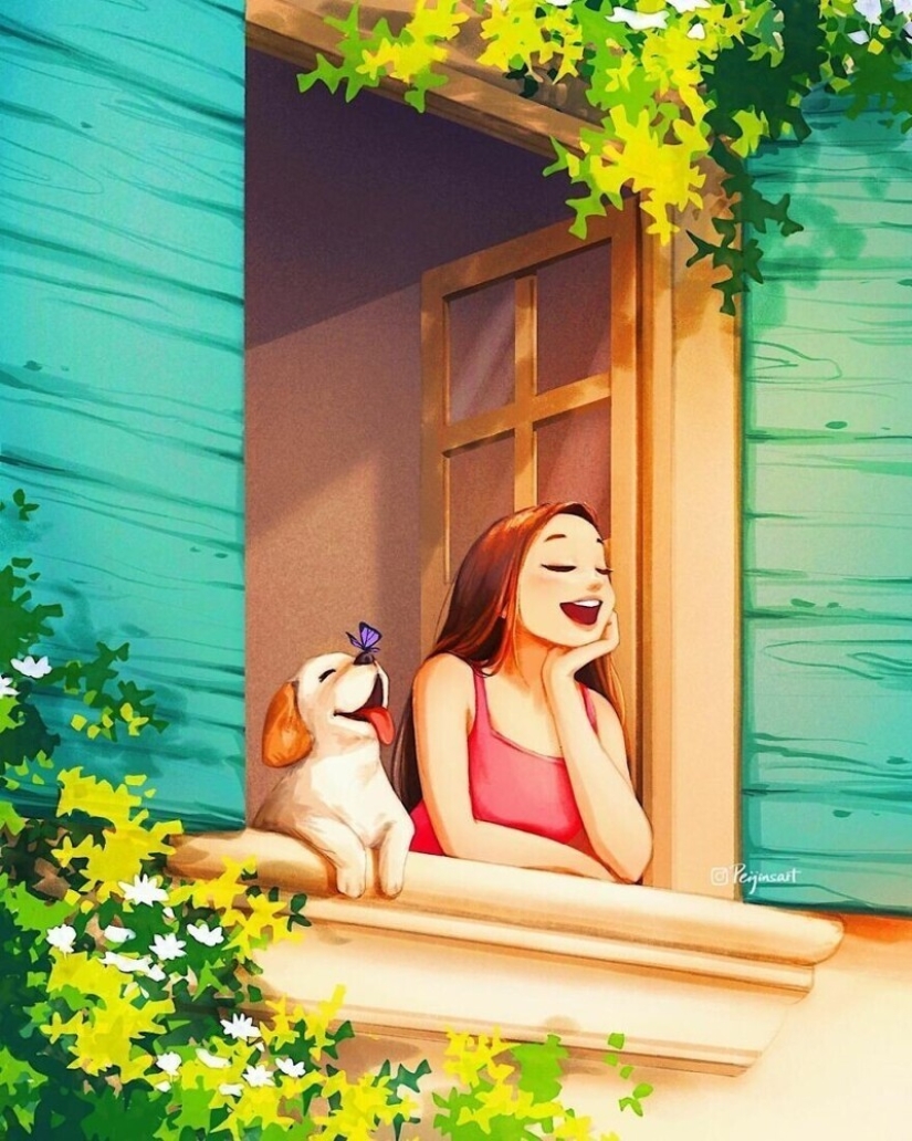 Lindos dibujos de una chica bajo el apodo de Peijin sobre cómo los animales mejoran nuestras vidas Lindos dibujos de una chica bajo el apodo de Peijin sobre cómo los animales mejoran nuestras vidas