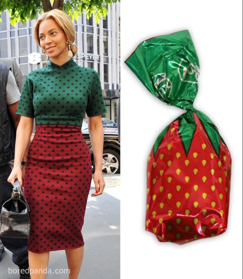 Lo que inspira a las personas a los atuendos y peinados salvajes — un cepillo de limpieza, una bolsa de hilo y un teléfono roto