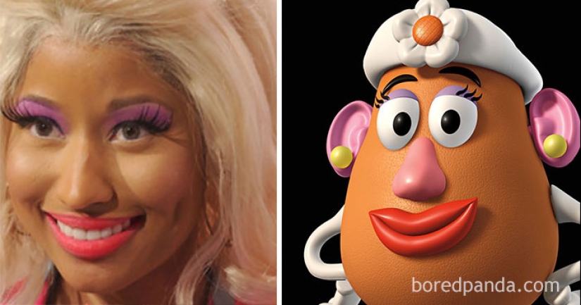 Lo que inspira a las personas a los atuendos y peinados salvajes — un cepillo de limpieza, una bolsa de hilo y un teléfono roto