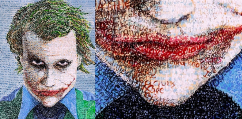 Look a little more closely: the artist paints using thousands of letters Look a little more closely: the artist paints using thousands of letters