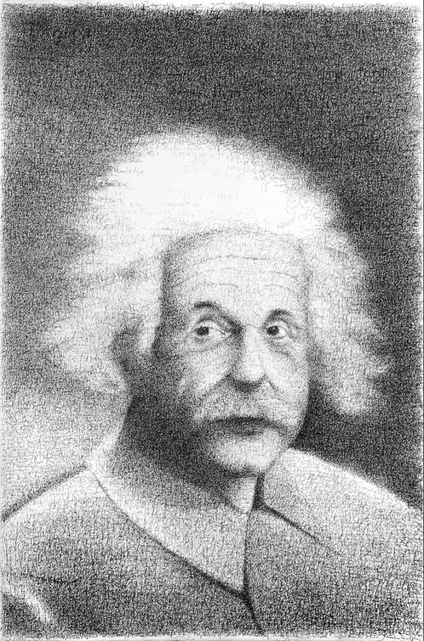 Look a little more closely: the artist paints using thousands of letters Look a little more closely: the artist paints using thousands of letters