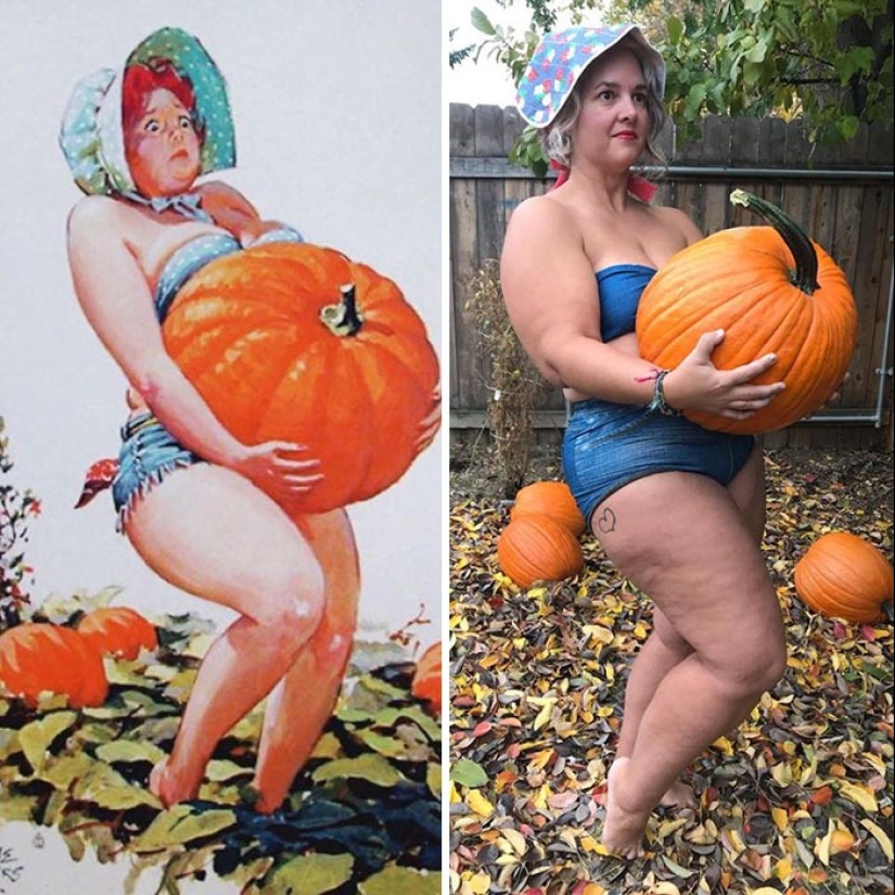 Luxurious Hilda in a modern interpretation: a woman recreated the images of the famous pin-up BBW from the 50s