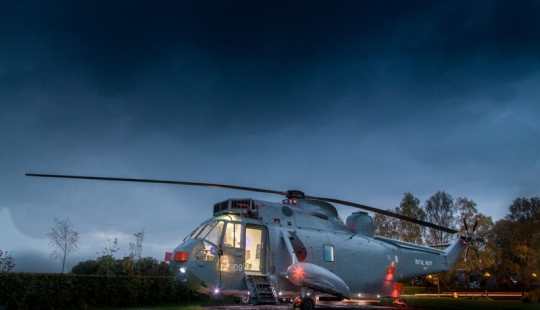 Military helicopter converted into hotel room Military helicopter converted into hotel room