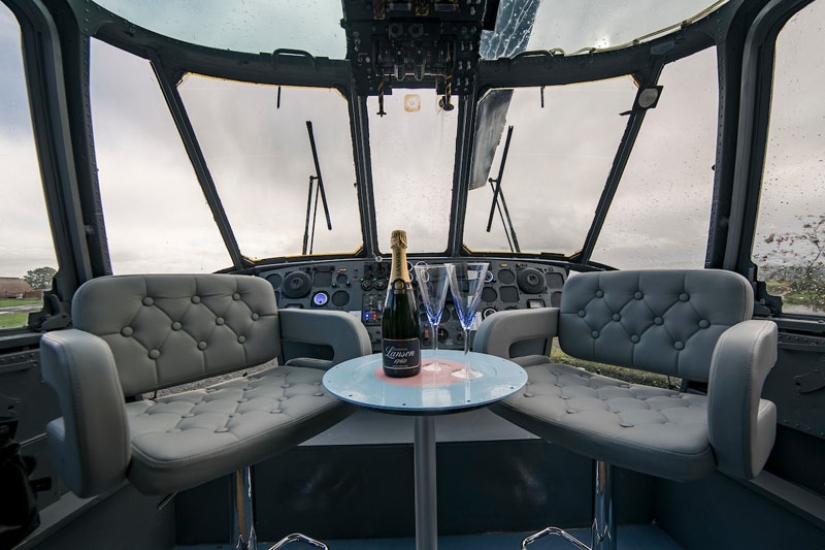 Military helicopter converted into hotel room