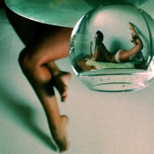 Naked Dana, filmed through an aquarium