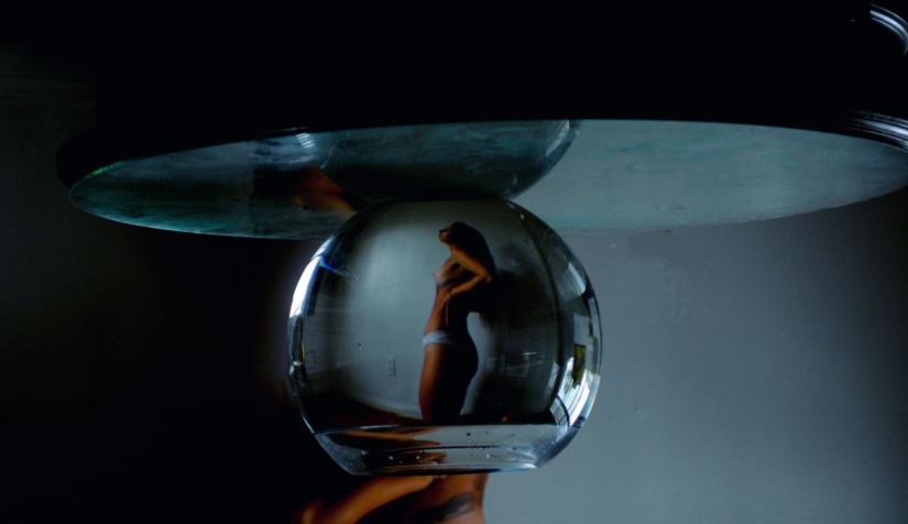 Naked Dana, filmed through an aquarium