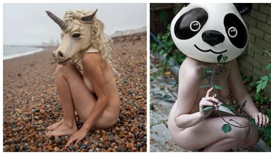 Naked girls in masks by Ben Hopper