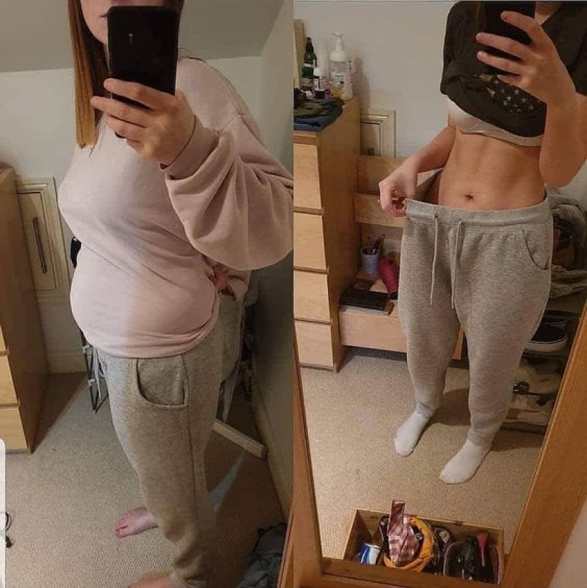 Old clothes for new body: 20 photos of girls before and after weight loss