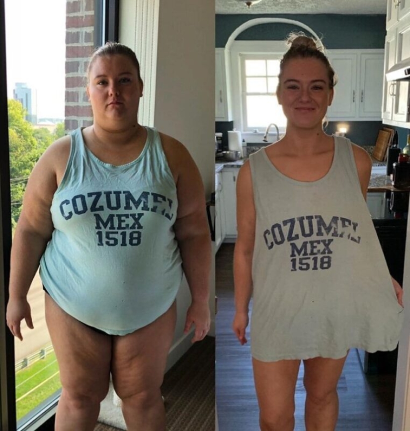 Old clothes for new body: 20 photos of girls before and after weight loss
