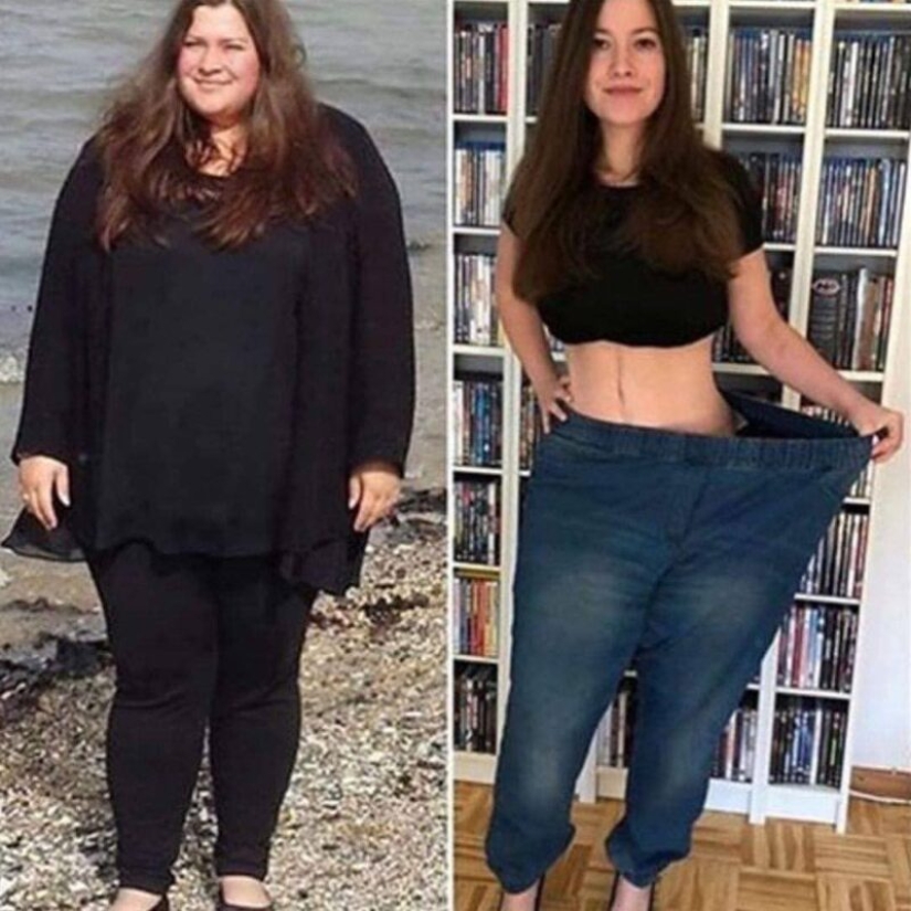 Old clothes for new body: 20 photos of girls before and after weight loss