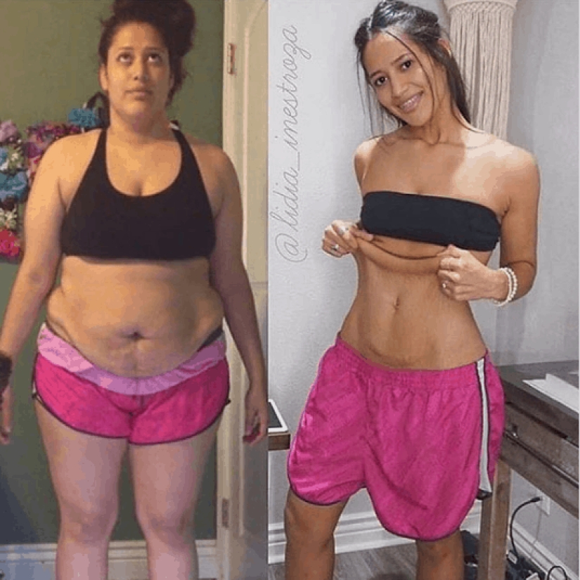 Old clothes for new body: 20 photos of girls before and after weight loss