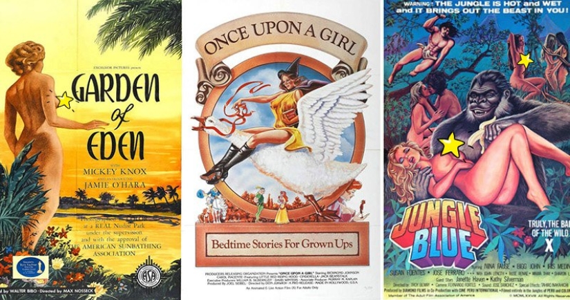 Old posters of porn films, similar to ads for adventure films and melodramas Old posters of porn films, similar to ads for adventure films and melodramas