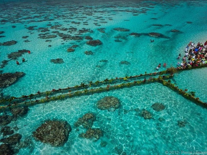 Paraíso polinesio desde la altura de una cometa
