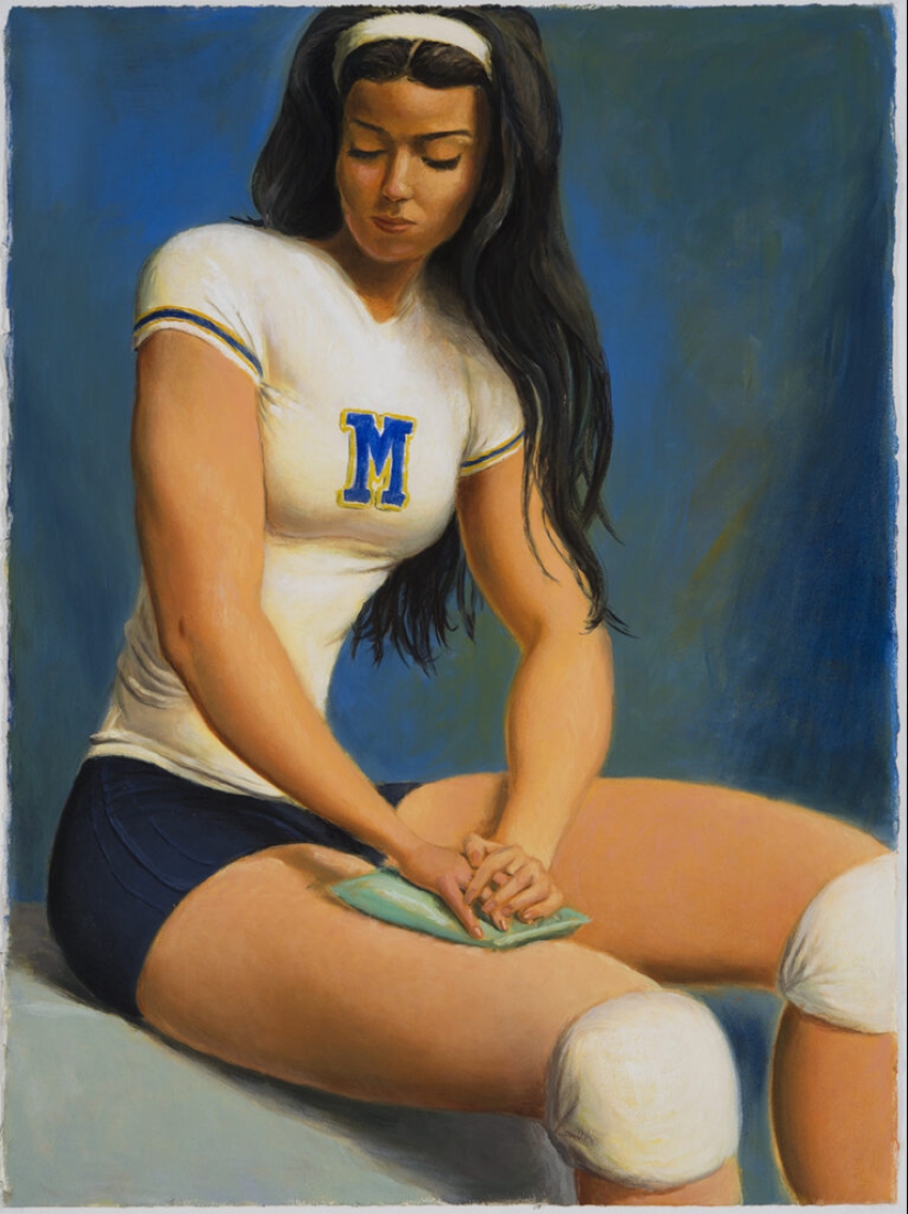 Pinturas irónicas de Jansson Stegner: bellezas enormes frente a chicos delgados