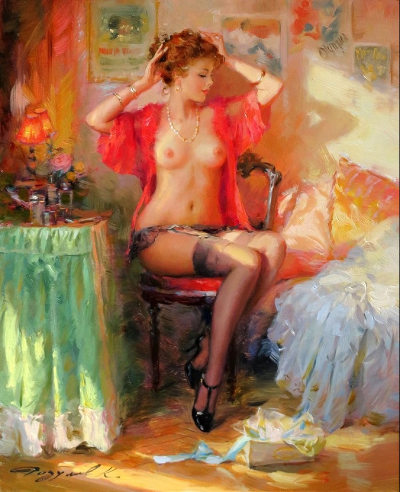 Retratos de mujeres de Konstantin Razumov: ligereza, luz y erotismo de la época burlesca