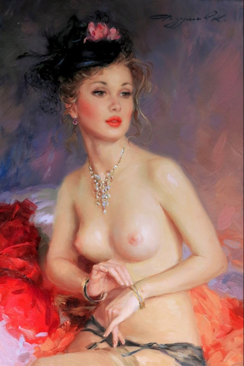 Retratos de mujeres de Konstantin Razumov: ligereza, luz y erotismo de la época burlesca