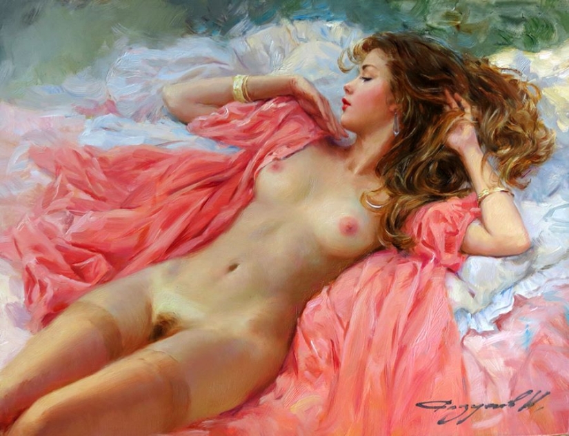 Retratos de mujeres de Konstantin Razumov: ligereza, luz y erotismo de la época burlesca