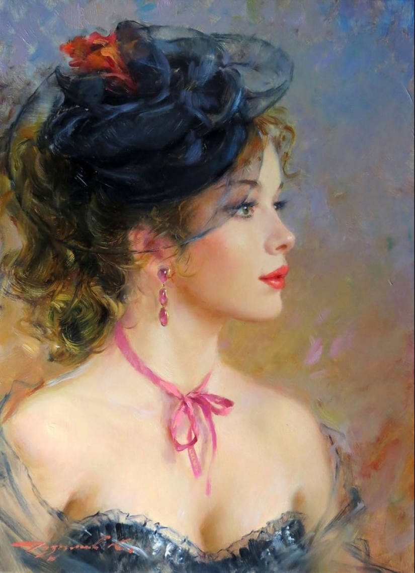 Retratos de mujeres de Konstantin Razumov: ligereza, luz y erotismo de la época burlesca