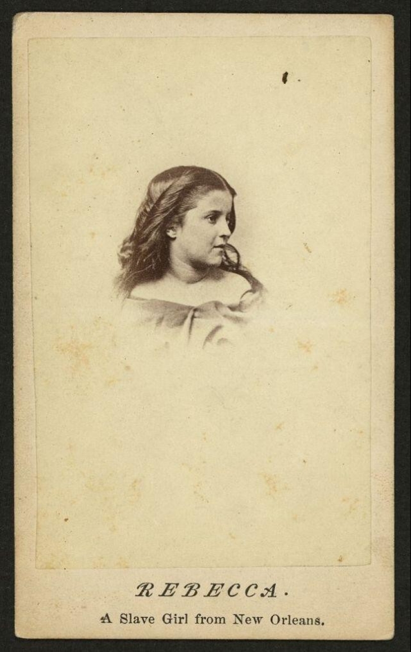 Retratos de Rebecca Más grande, chica blanca de esclavos de Nueva Orleans 1860‑erótico