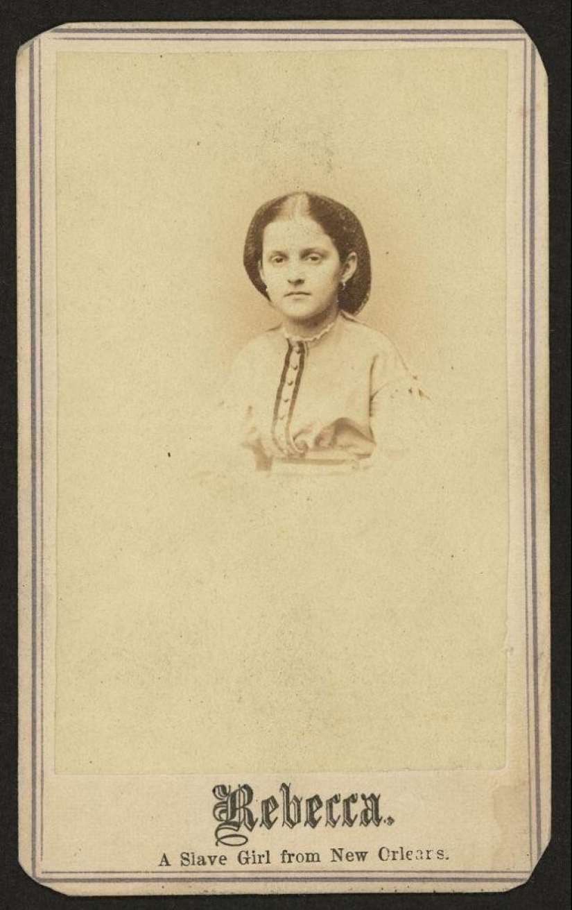 Retratos de Rebecca Más grande, chica blanca de esclavos de Nueva Orleans 1860‑erótico