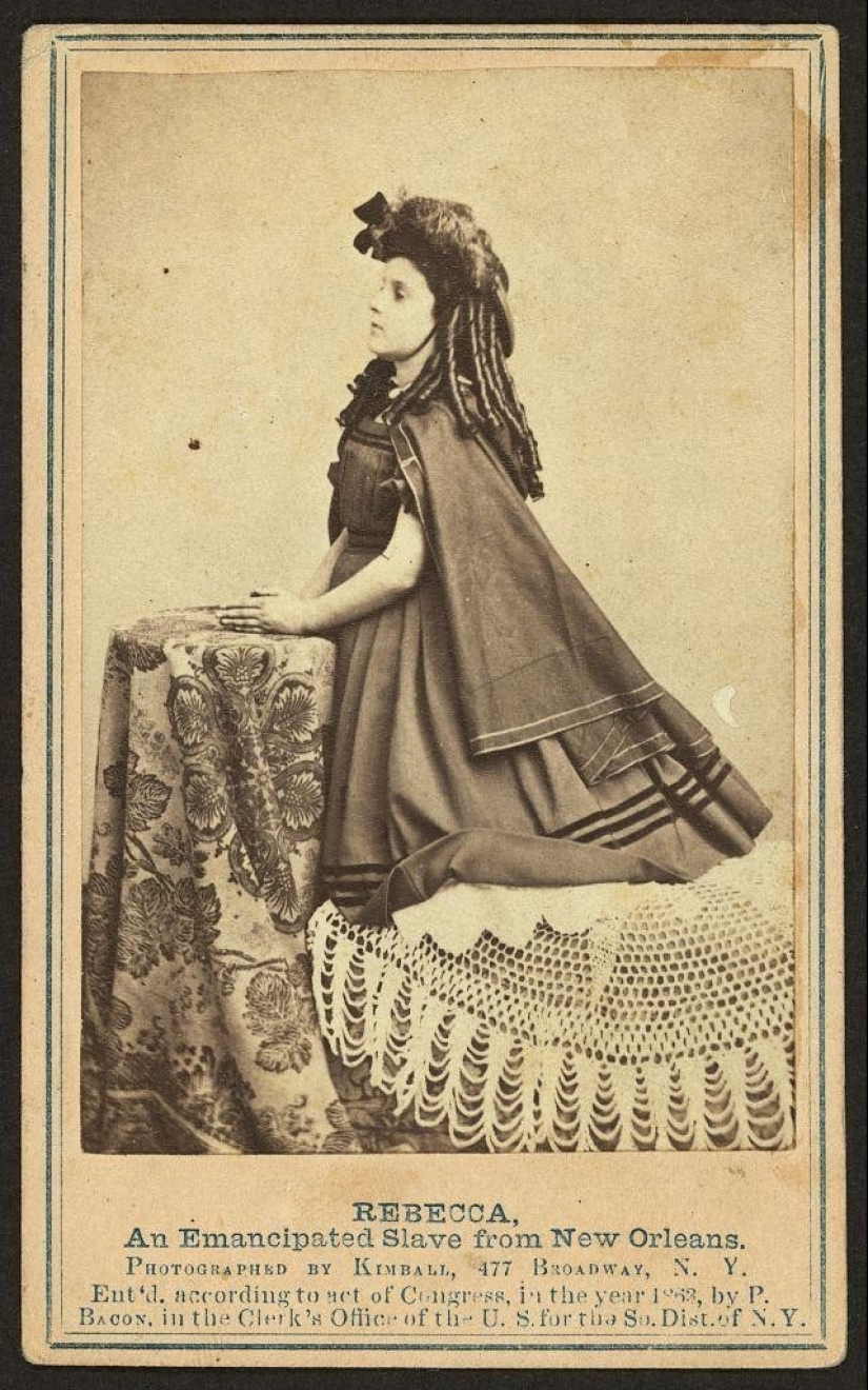 Retratos de Rebecca Más grande, chica blanca de esclavos de Nueva Orleans 1860‑erótico