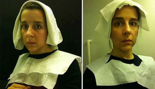 Retratos flamencos del siglo XV, "recreados" en el inodoro del avión Retratos flamencos del siglo XV, "recreados" en el inodoro del avión