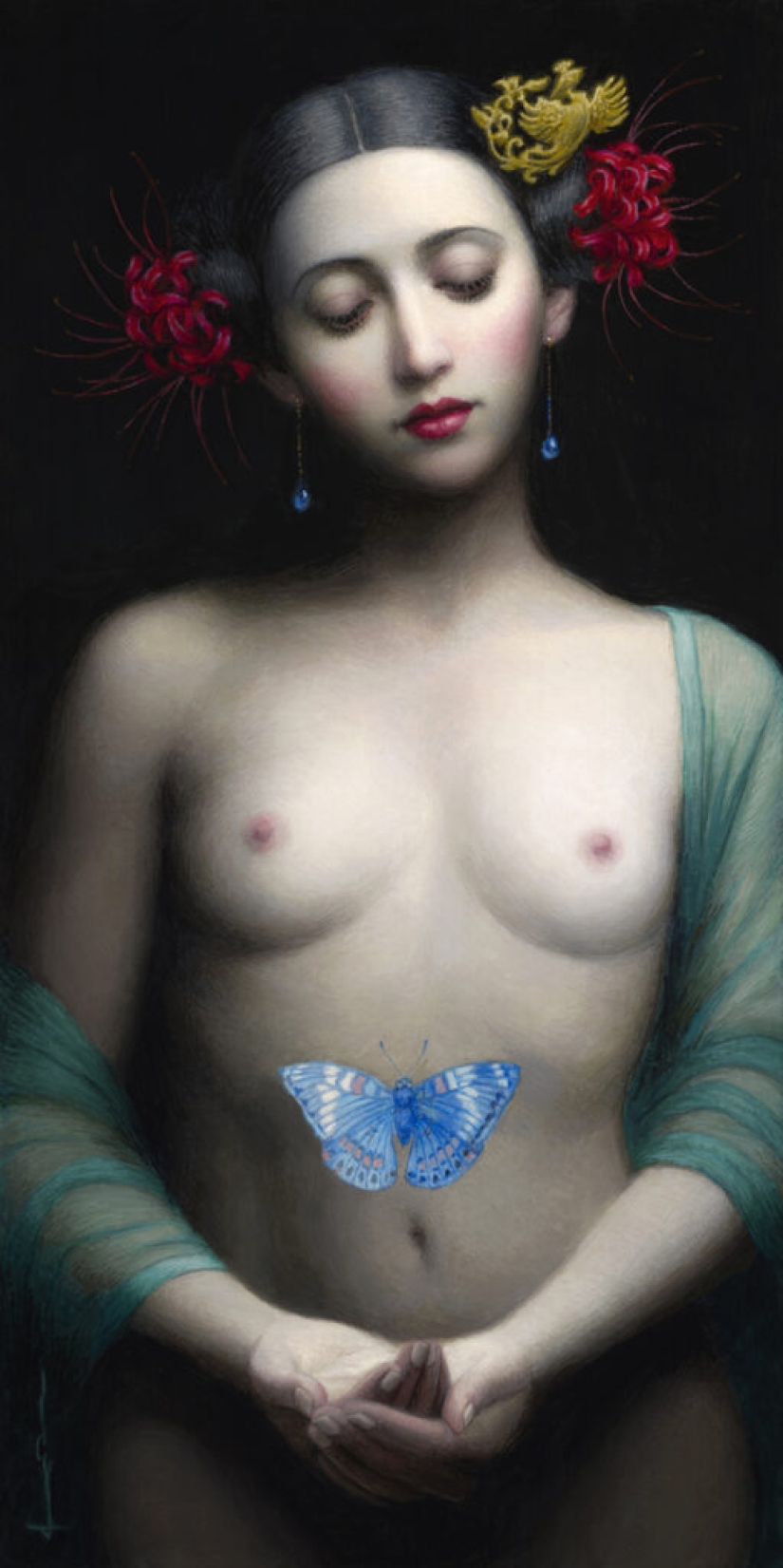Surreal paintings by Chie Yoshii, celebrating harmony and beauty