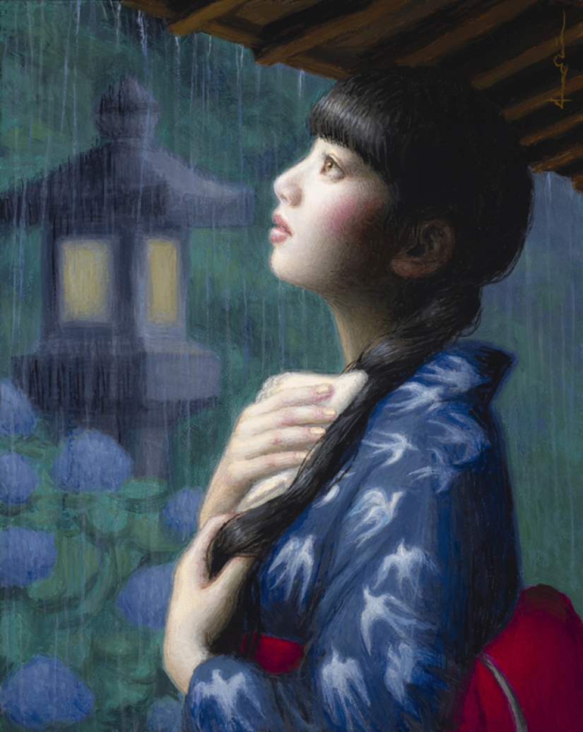 Surreal paintings by Chie Yoshii, celebrating harmony and beauty
