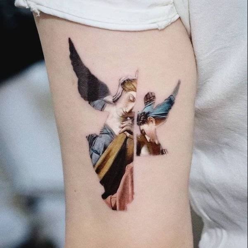 Tattoos of Hakan Adik, combining famous paintings and pop culture characters Tattoos of Hakan Adik, combining famous paintings and pop culture characters